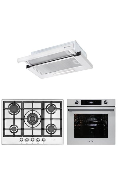 Eminçelik ve AFM Tech Marka / Udine 5 Gözlü Beyaz-inox Ankastre Set (FM7701 +...