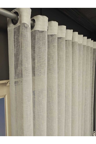 Evcimenhome Rustic Tulle with Eyelet Capsules Natural Linen