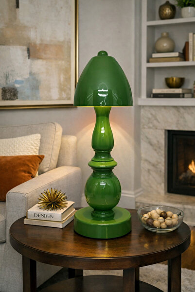 Natiorj Casi Pilli Yeşil Model Masa Lambası Cafe Salon Yatak Odası Şık Proje ...