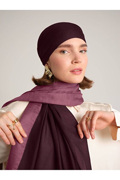 Ayshara Nazenin Plain Monogram Double-Sided Shawl - Dark Pink