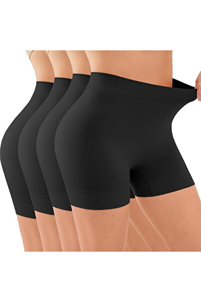 YADIFEN Colanți sport elastici scurți pentru femei, 4 bucăți, negri, mărimea L