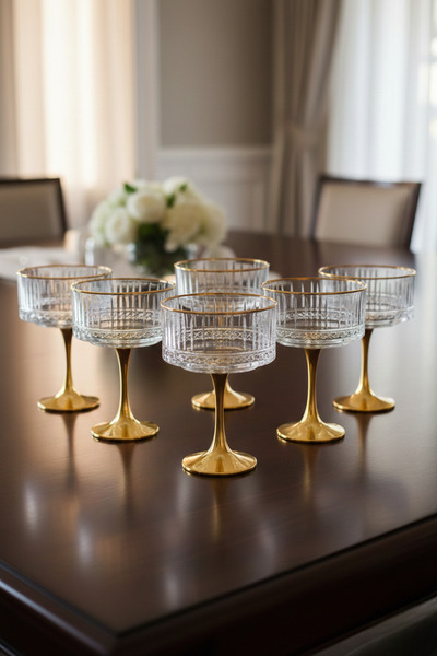 Elista Round Metal Ayaklı Sunumluk 6 Lı Gold