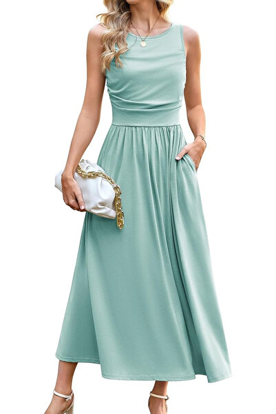GRACE KARIN Elegant long dress on the body, sleeveless, supple waist, Blue 2XL
