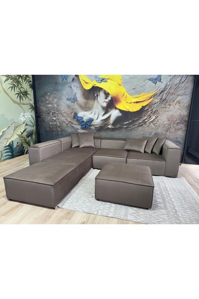 Erduran Mobilya Angelo 6 modül zero 04 leke tutmaz kumaş köşe koltuk takımı ,...