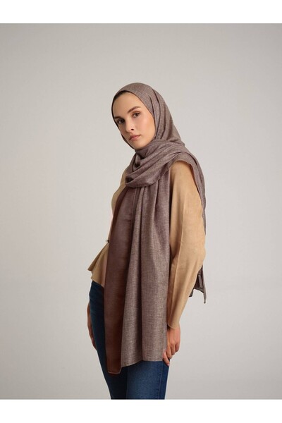 Ayshara Nazenin Plain Monogram Double-Sided Shawl - Brown Cream