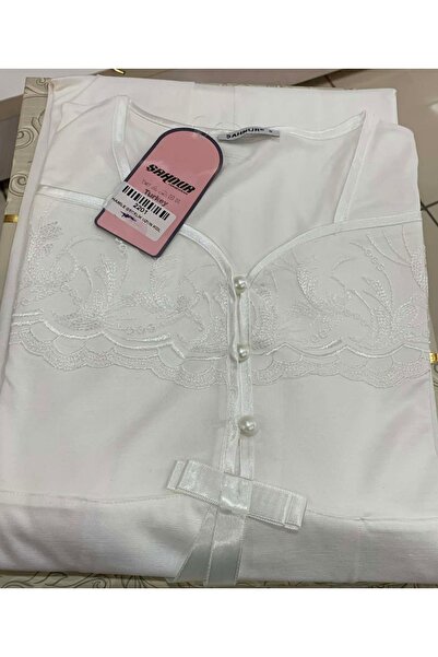 Şahnur Нощница за бременни с дълги ръкави и дантелени детайли