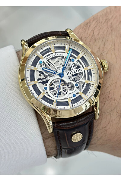 Hislon Orijinal Deri Kordon Su Geçirmez Otomatik Erkek Kol Saati ILKSD201G-16KG