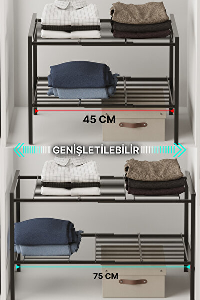 Bino Οργανωτής ντουλάπας Επεκτάσιμο ράφι ντουλάπας Ρυθμιζόμενος οργανωτής πολ...