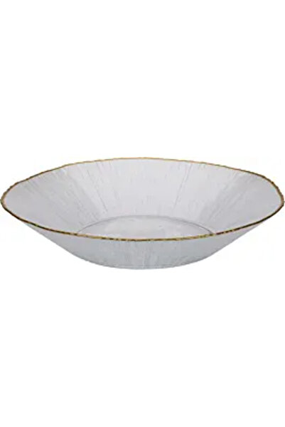 Carrefour Bol de sticlă, 30 cm, alb/auriu