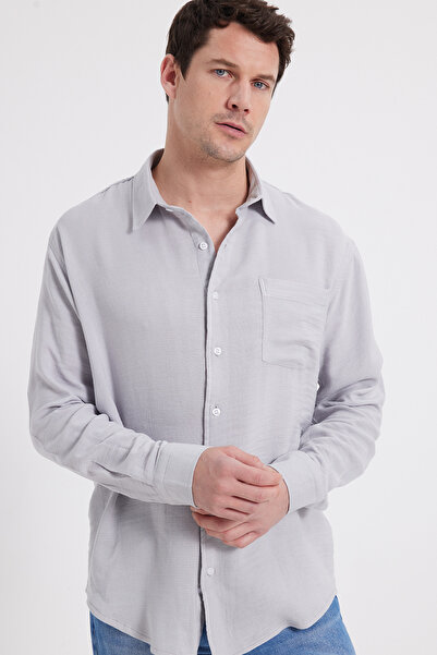 Tudors Erkek Relax Fit Rahat Kesim Oversize Müslin Viskon Pamuklu Tek Cepli D...