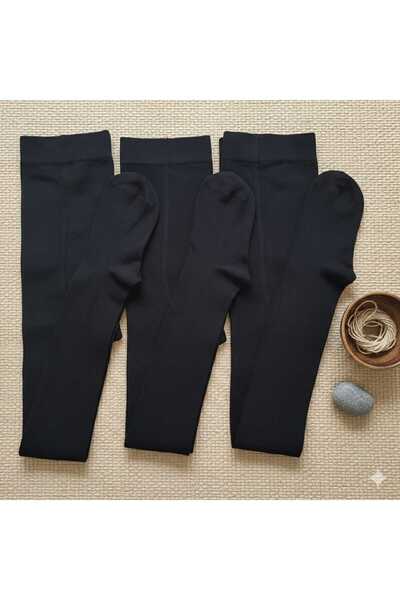 Moonrise Socks Children's Cotton Tights Plain Black 3 Pieces