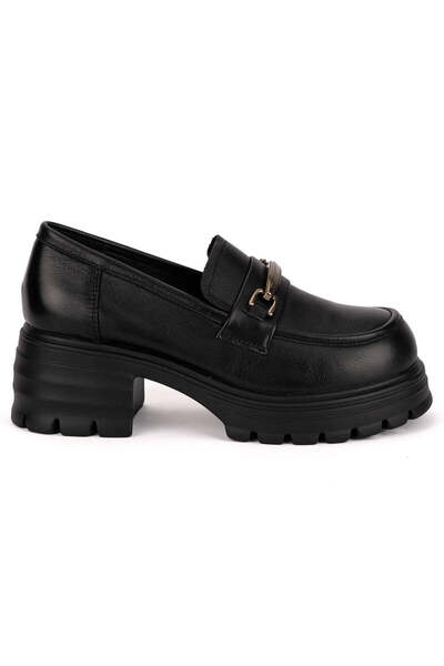 Trenddo Shoes Women's casual shoes made of black genuine Leather with 6 cm hi...