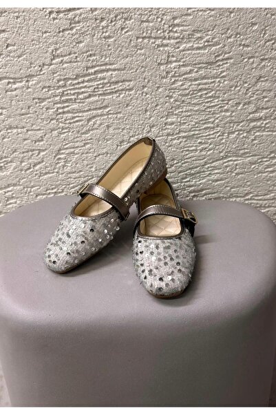 Beyond Balerini de damă cu cataramă argintie și paiete 1cm BYNDPUL01