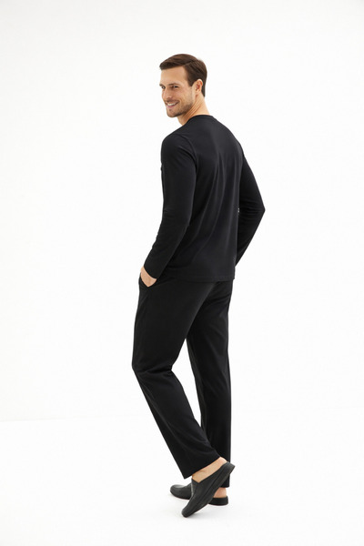 Swisst Co Men's Cotton Seasonal Gift and Dowry Set, Original Boxed, 2-Piece Buttoned Black Pajama Set