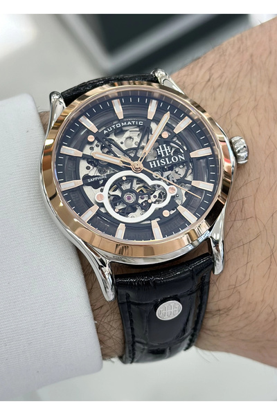 Hislon Orijinal Deri Kordon Su Geçirmez Otomatik Erkek Kol Saati ILKSD201T-16BR