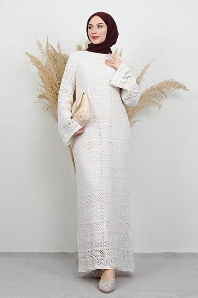 GİYZAMİLA Beste Örgü Elbise Bej