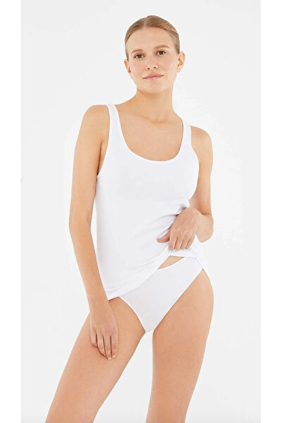 Dagi Damă, Alb, Mărime mare, 95% bumbac, 5% elastan, Set de 2 maiouri