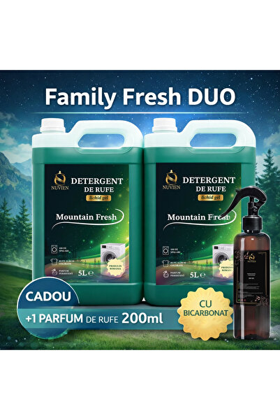 Nuvien Family Fresh DUO – Pachet Detergent Rufe 2 x 5L Mountain Fresh + Parfu...