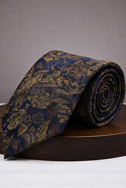Kravatkolik Brown - Navy Blue Floral Tie