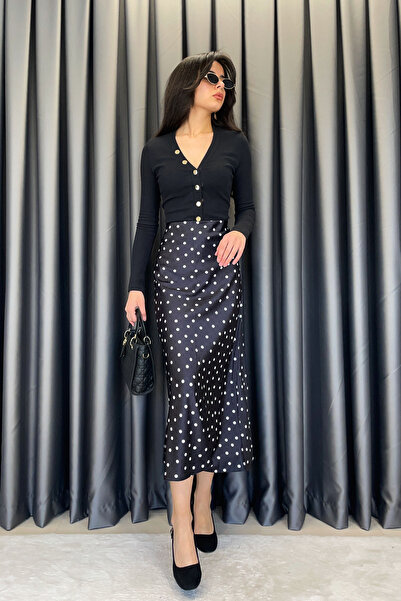 Noa&Noa Puantiyeli Saten Etek-Siyah SİYAH