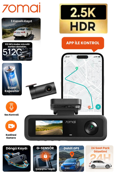 70MAİ T400 Ön Kamera +İç Kamera + RC21 Arka Kamera