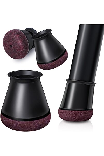 NO BRAND Pack of 24 Chair Leg Caps, Black Silicone Protective Caps with Felt