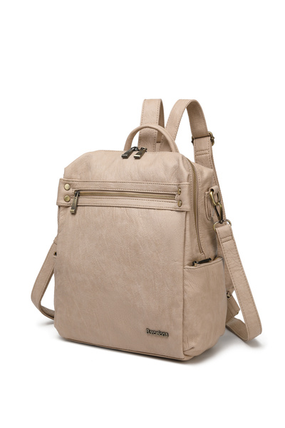 Solo Bag Washed Leather Front Zipper Detailed Multi-Compartment Stylish Backp...