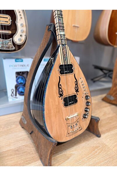 ASE MÜZİK Siyah Gövdeli Sedefli Elektro Bağlama - Leslili