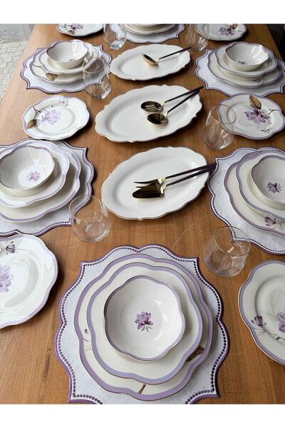 ROSSEV Porselen Yemek Takımı 6 Kişilik 44 Parça Alessa Mor