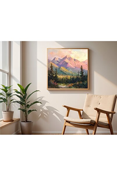 woodhomeworks Ahşap Çerçeveli büyük boy Kare Tablo 50cm huzur