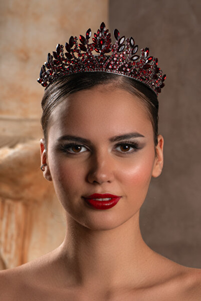 Simay Aksesuar Bordo Gelin Tacı , Kına Tacı ,Saç Aksesuarı