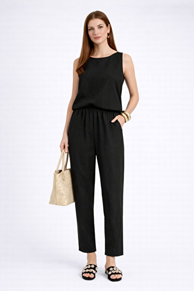 mor butik Women's Black Blazer Pants Two-Piece Suit Summer444