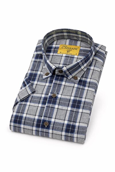 FABİO CASSANİ Short Sleeve Classic Men's Linen Shirt 7551