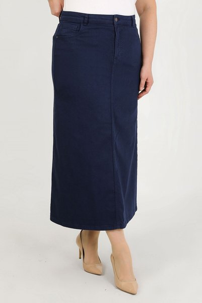 VELLICHOR Plus Size Tight Skirt - Dark Blue