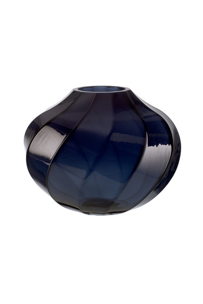Paşabahçe مزهرية ملتوية 24 سم باللون الأزرق الداكن