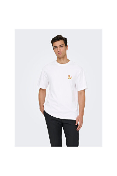 Only & Sons Tricou alb pentru bărbați Pokemon Life (22037659-BWR)