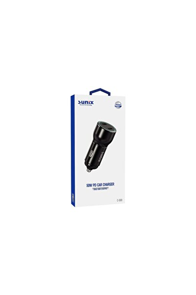 Sunix 50W Pd Çift Usb-C Çıkışlı Araç Şarj Cihazı Başlık C-500