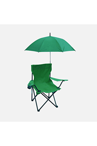 ENLIS Şemsiyeli Kamp Sandalyesi Yeşil Katlanır 100 Kg Taşıma Kapasiteli 50x50...