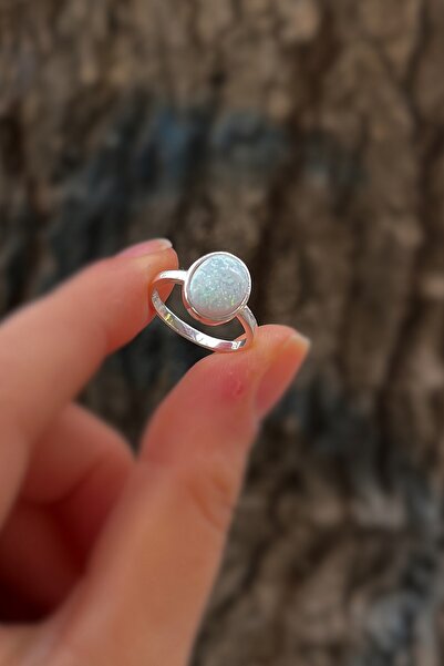 Erer Gümüş Gümüş beyaz opal taşlı yüzük is125t2