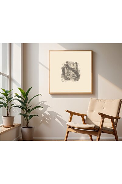 woodhomeworks Ahşap Çerçeveli büyük boy Kare Tablo 50cm