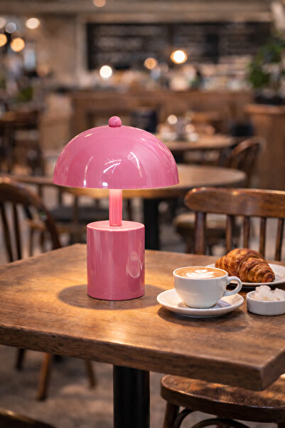 Natiorj Orbit Pembe Model Pilli Masa Lambası Cafe Salon Yatak Odası Abajur