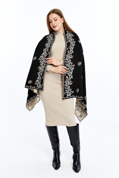 panşalço Karanfil Model Black-Camel-Bone Knitwear Shoulder Shawl, Knitwear Sh...