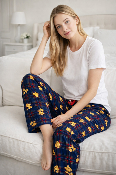 Remsa Mayo Women's Viscose Fabric Combed Cotton Single Pajama Bottom 14 Navy ...