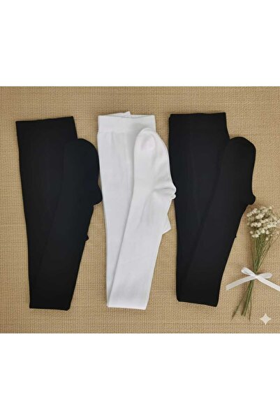 Moonrise Socks Children's Cotton Tights Plain 1 Piece White 2 Pieces Black (T...