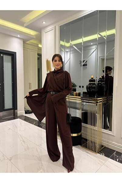 Viyamo Kadın Uzun Kollu şal Detaylı Bluz Ve Pantolon Ikili Takım