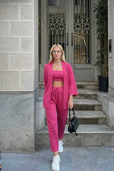 BRLKN Women's Wrinkled Bottom-Top Kimono Track Suit