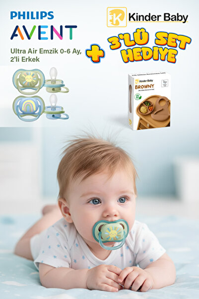Philips Avent Ultra Aır Erkek Bebek 2'li 0-6 Ay Emzik + Beslenme Seti Hediyeli