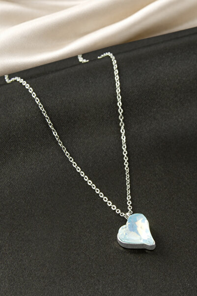 OSENSE Heart Jewelled Steel Necklace