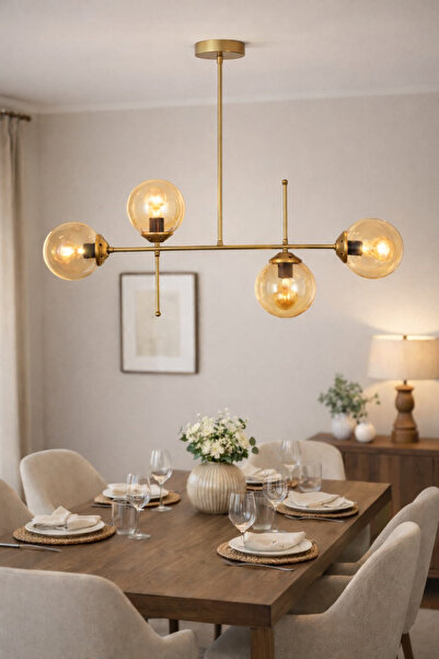 Taşcan Aydınlatma Darviny 4 Lü Eskitme Avize Bal Camlı Yatak Odası Mutfak Sal...