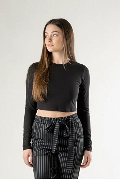 COCOPELLI Γυναικεία Μαύρη Μπλούζα Slim Fit Crop COC2799